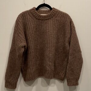 Sezane Warm Brown Crew Neck Sweater